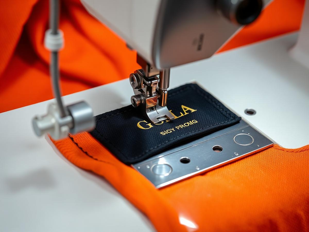 Detail of polo garment being sewn